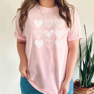 Heart Valentine Day Pink T-Shirt 2XL Love Cute 9x9 Hearts